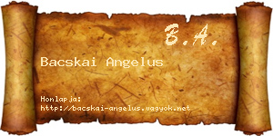 Bacskai Angelus névjegykártya